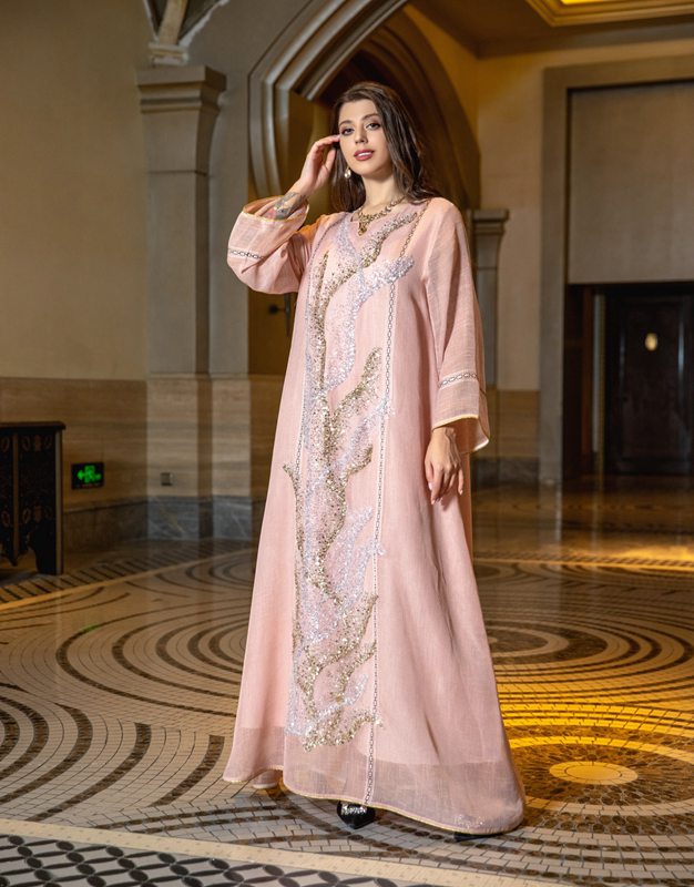 EId Dubai Luxury Doris Sequins Embroidery Caftan Kaftan Dress Jalabiya
