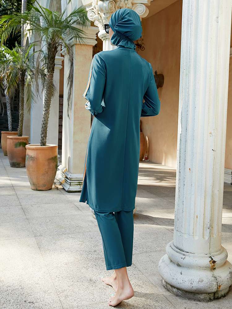 طقم كامل من 3 قطع، بوركيني، ملابس سباحة حلال، ملابس سباحة، ملابس سباحة، #2510391