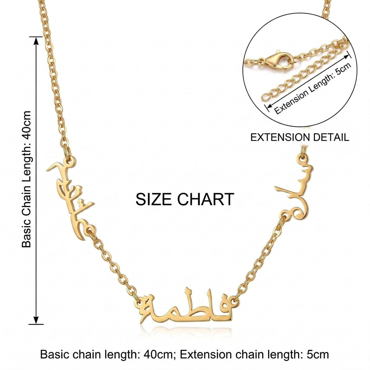 Custom Personalized Multiple Names Arabic Name Necklace