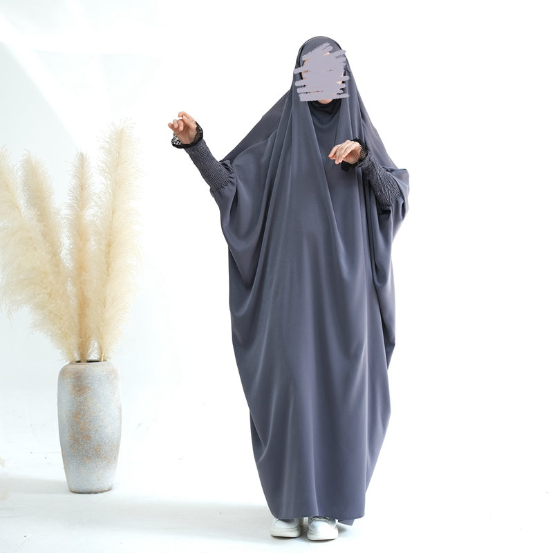 جلباب عباية صلاة بأكمام من الدانتيل الساتان