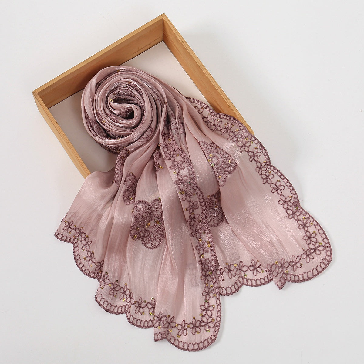 Muslim Women Sequins Embroidery Hijab Scarf #26VE176