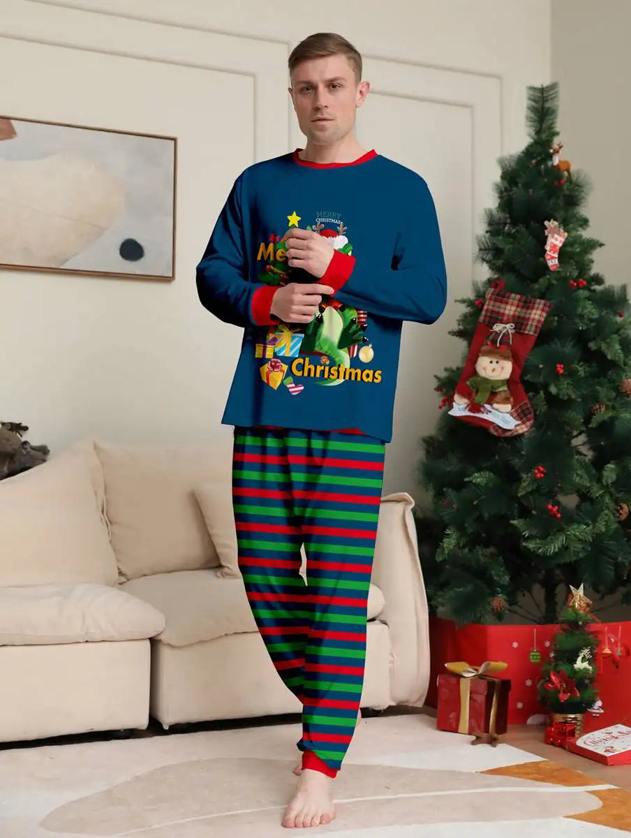 مجموعة بيجامات عيد الميلاد العائلية المتطابقة مع الديناصورات