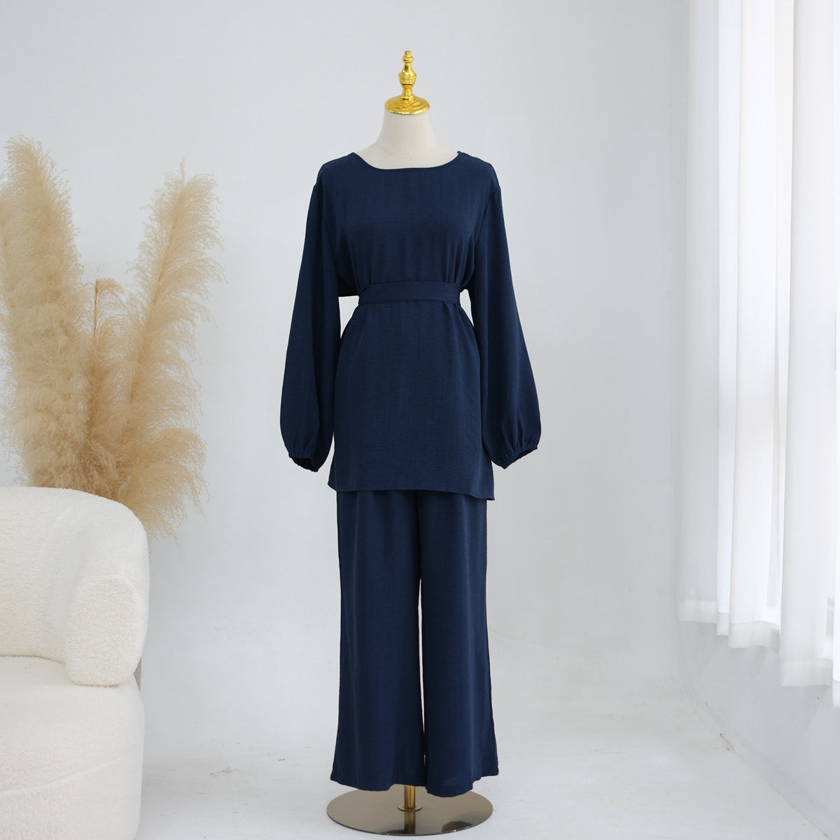 Daily Wear Muslim Women 2 Pieces Set Tops And Pants Suit Set #251325