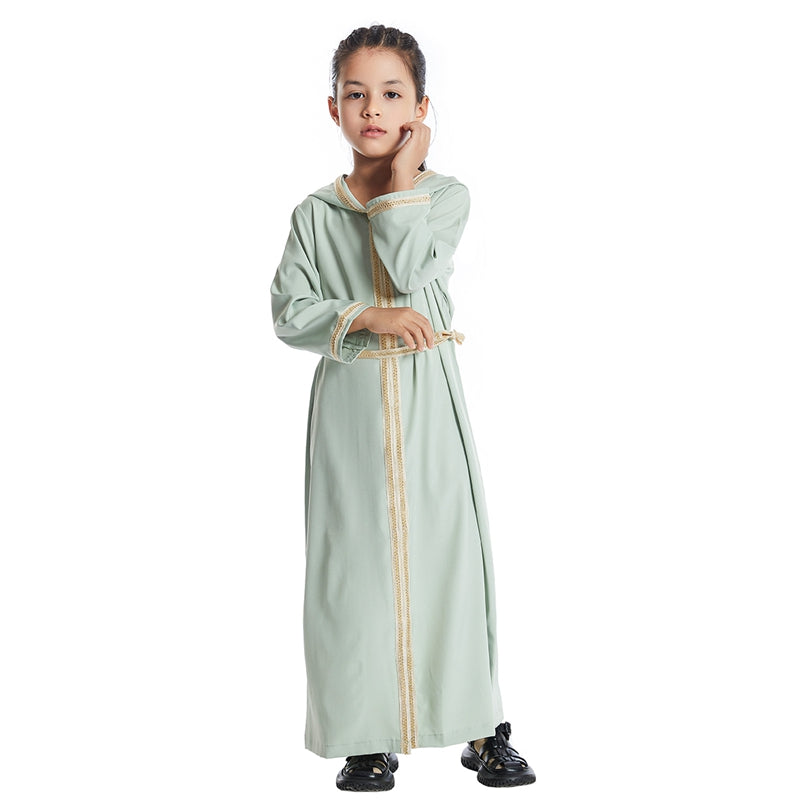 Middle East Arab Girl Hooded Abaya Dress