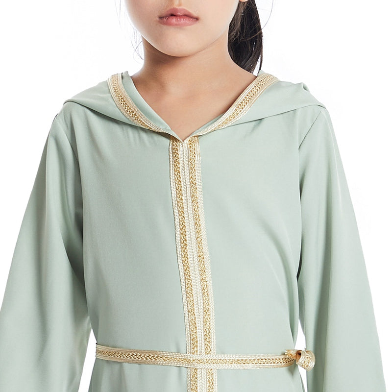Middle East Arab Girl Hooded Abaya Dress