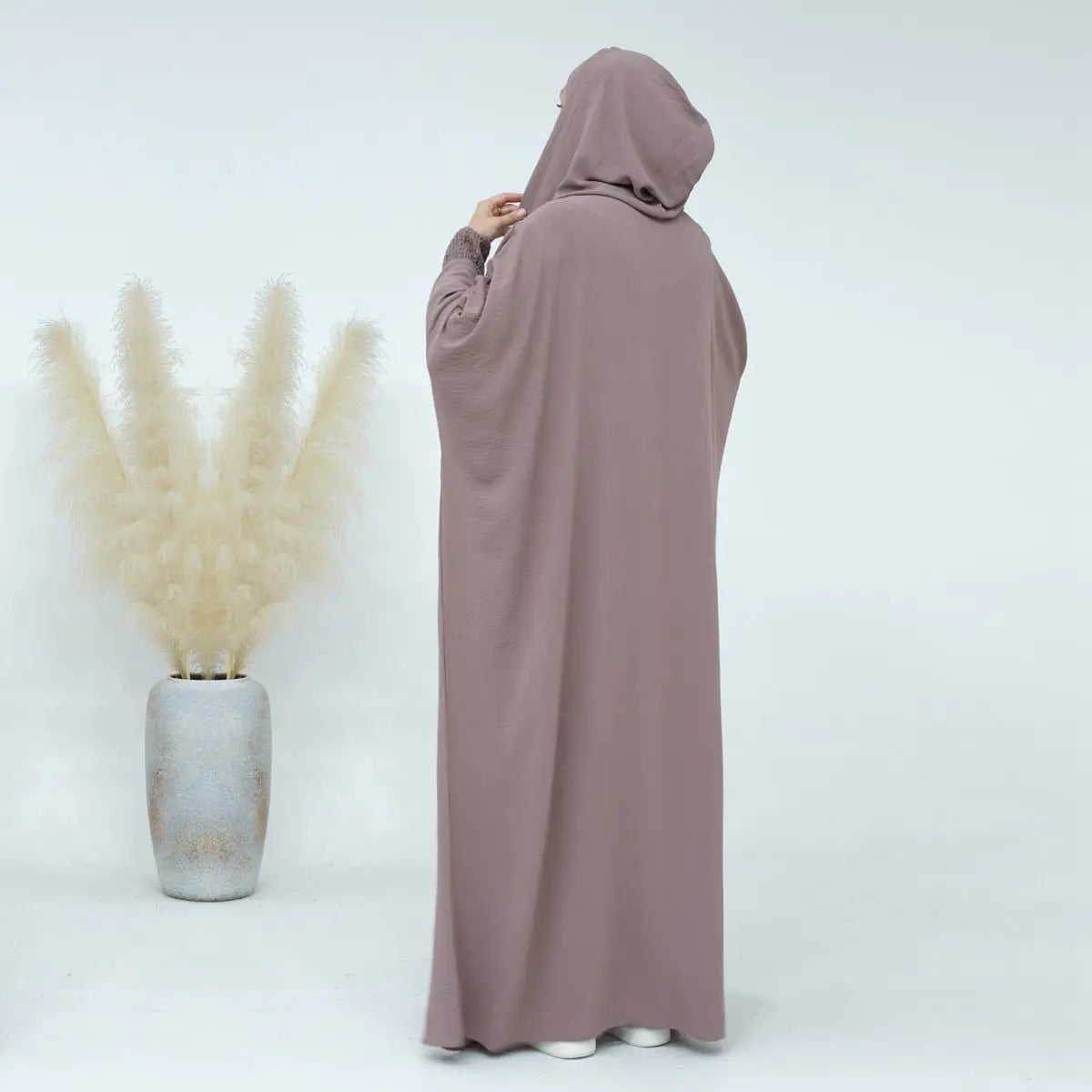 عباءة صلاة بغطاء للرأس من مزيج القطن، جلباب، ملابس حلال