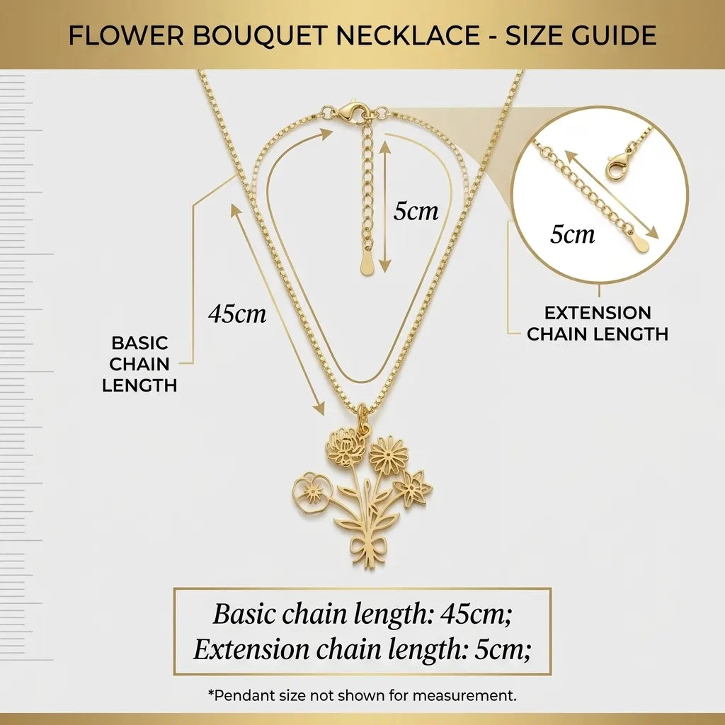 Birth Month Flower Necklace Jewelry For Mom, Grandma #118