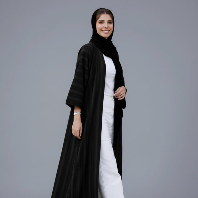 Muslim Women Vintage Knitted Open Cardigan Abaya Dress