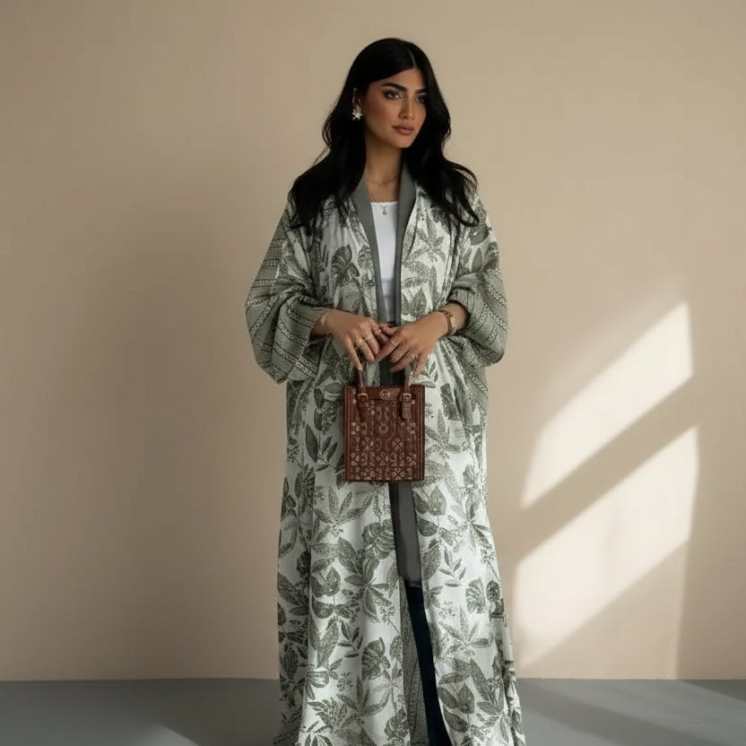 فستان عباية مفتوح من الكارديجان المطبوع #25224