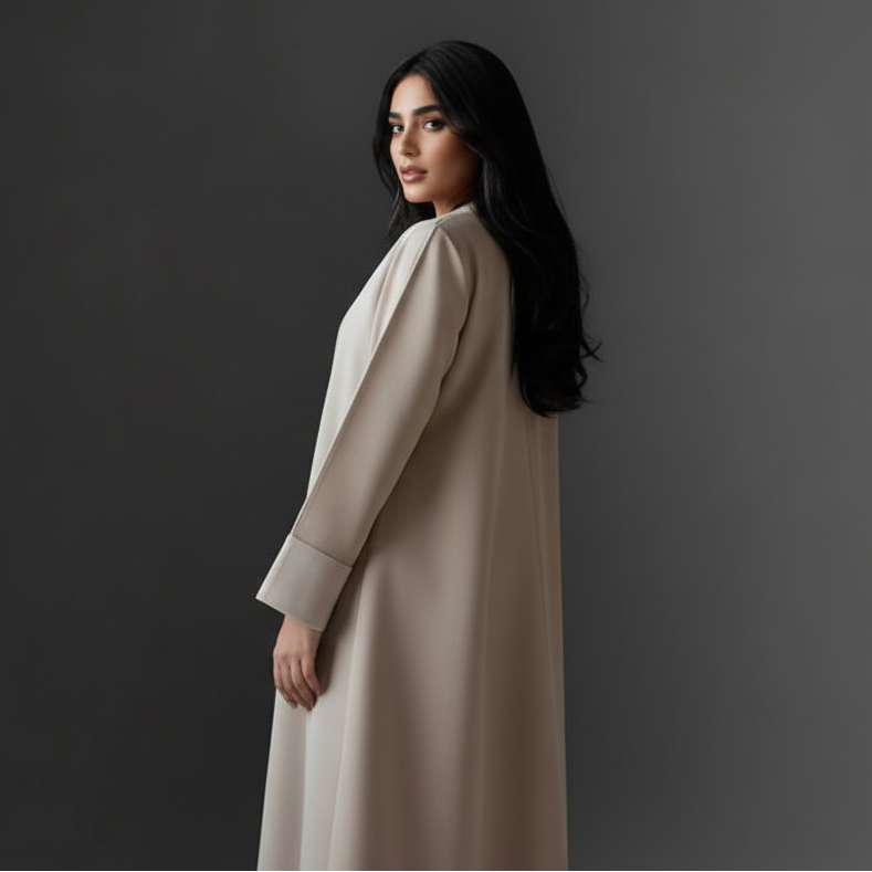 Tailored Collar Open Abaya Dress #25177