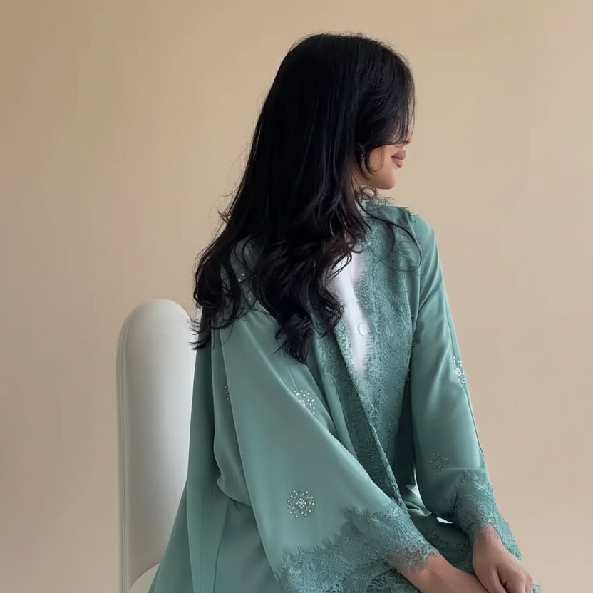 فستان عباية مفتوح من الدانتيل #25214