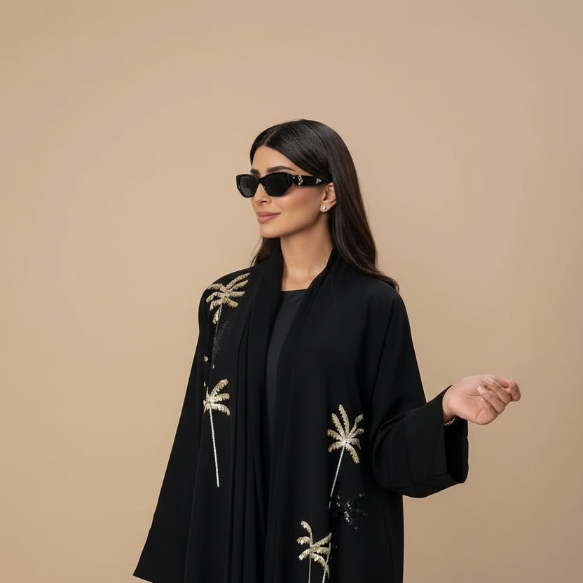 Beaded embroidery Cardigan Open Abaya Dress For Muslim Women #25226