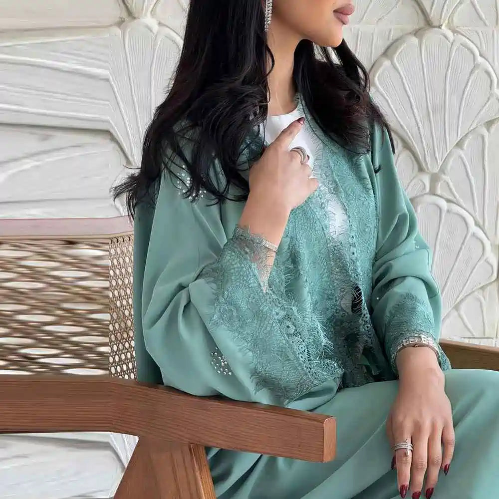 فستان عباية مفتوح من الدانتيل #25214