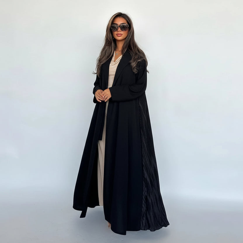Pleated Cardigan Open Abaya Dress #25205