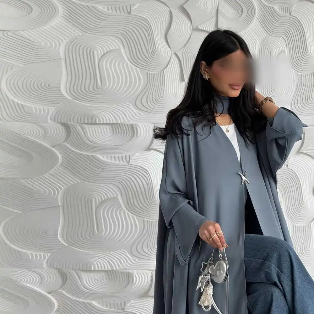 فستان عباية مفتوح من الساتان #25218