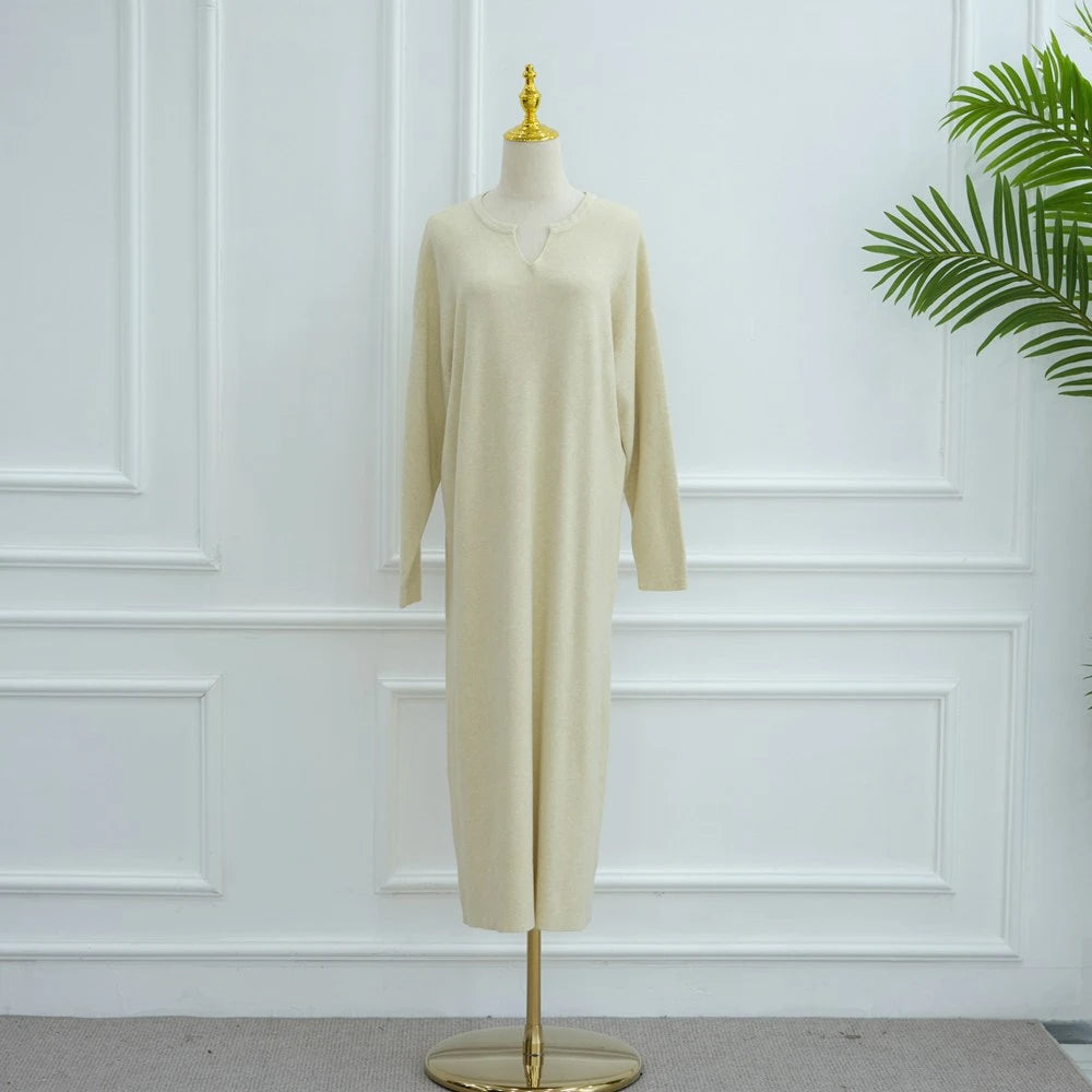 Heavy Thick Knitted Abaya Dress #25W011