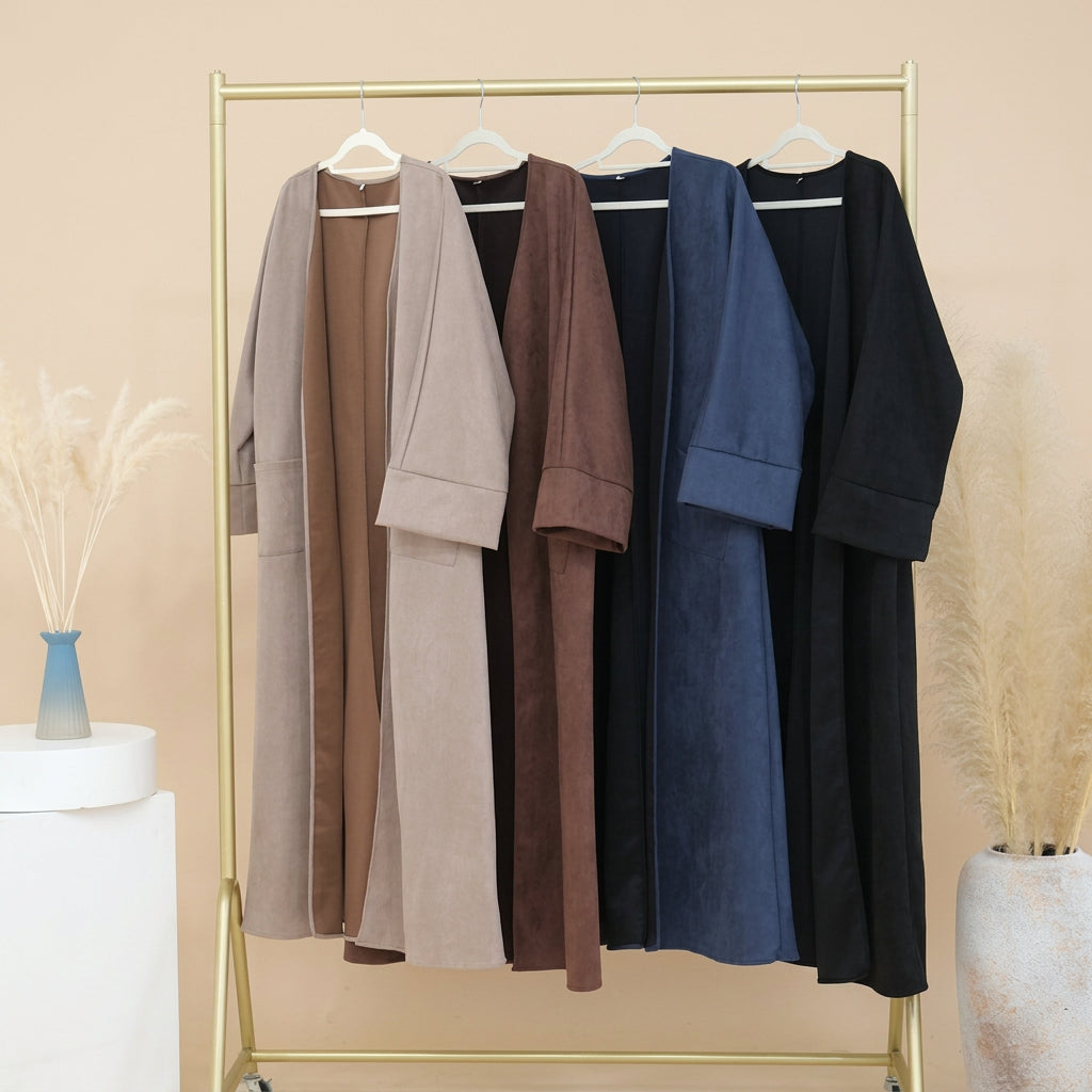 Winter Fall Velvet Cardigan Open Abaya Coat