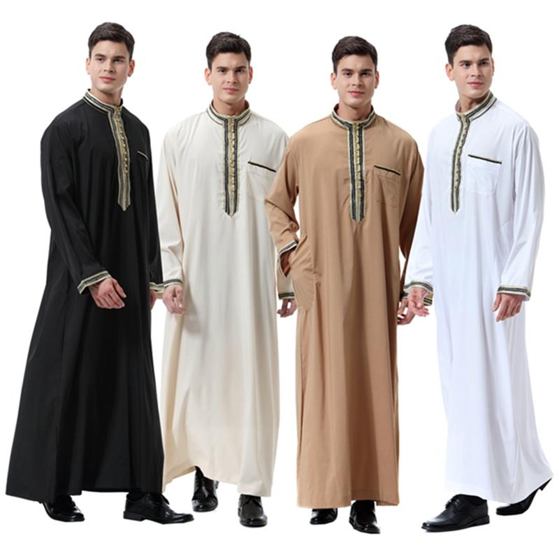 Arab Men Clothing Long Sleeve Jubba Thobe Thawb