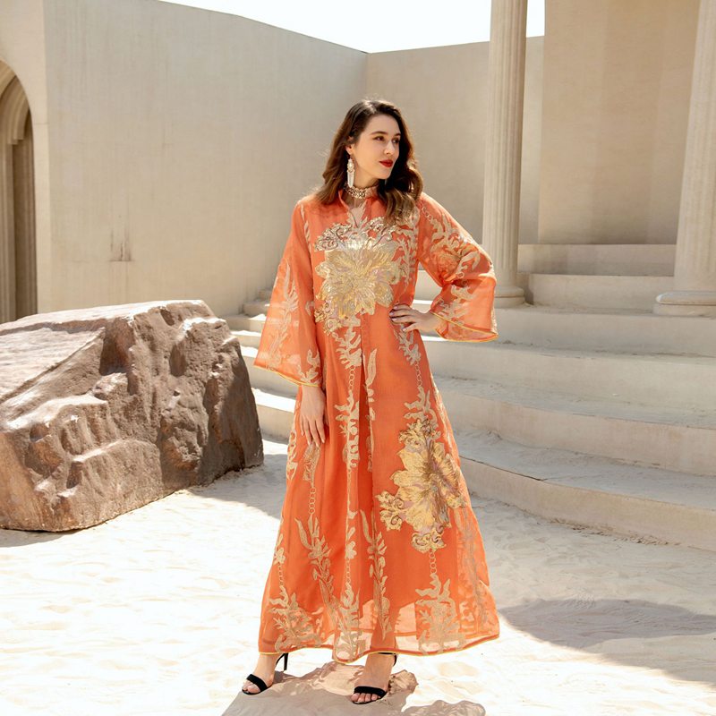Eid Luxury Caftan Kaftan Dress Jalabiya With Sequins Embroidered