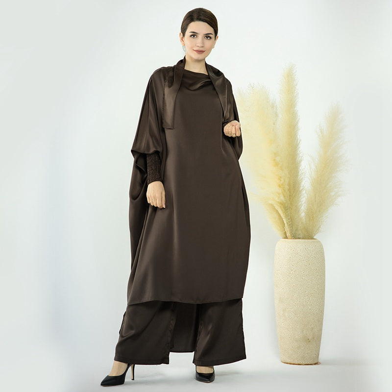 Muslim Women Nida Loose Pants Suits With Jilbab Tops Robes
