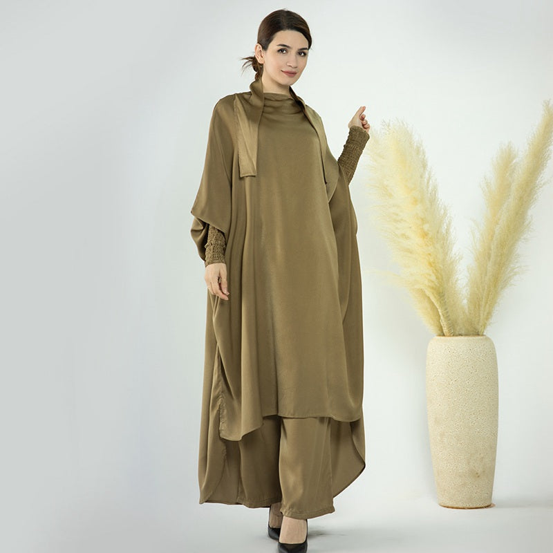 Muslim Women Nida Loose Pants Suits With Jilbab Tops Robes