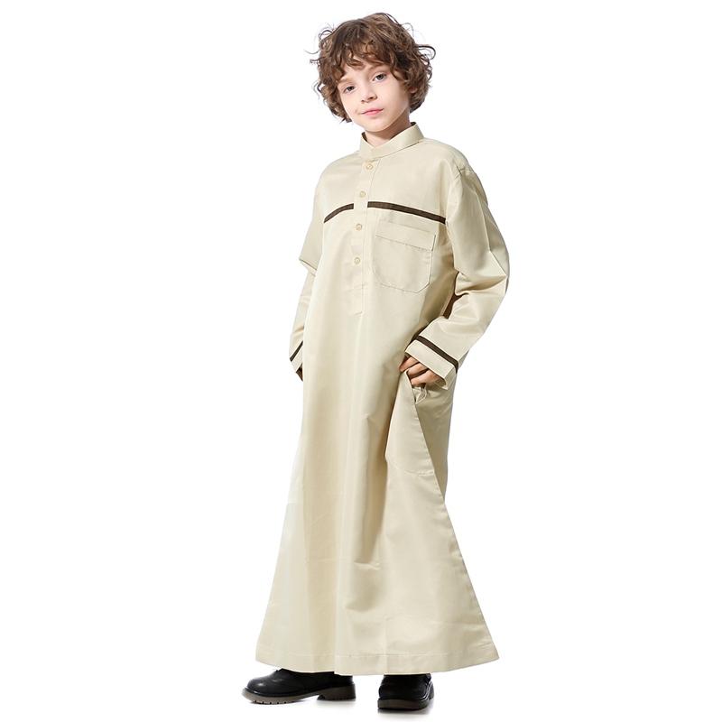 Middle East Arab Kids Clothing Stand Collar Robe Boy thobes