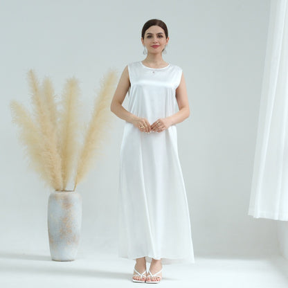 Muslim Women Satin Sleeveless Inner Slip Dress Underdress