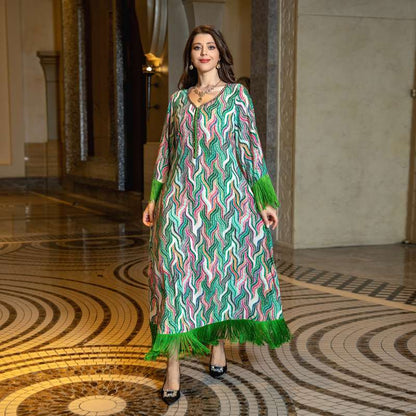 Taseel Printed EID Dress Middle East Arab Caftan Kaftan Dress Jalabiya