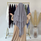 3 Layer Chiffon 11 Color Options Long Khimar For Muslim Women Nikah And Prayer