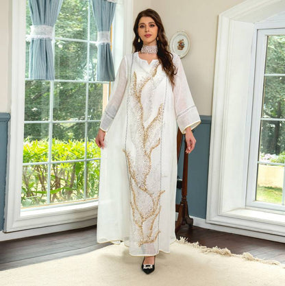 EId Dubai Luxury Doris Sequins Embroidery Caftan Kaftan Dress Jalabiya