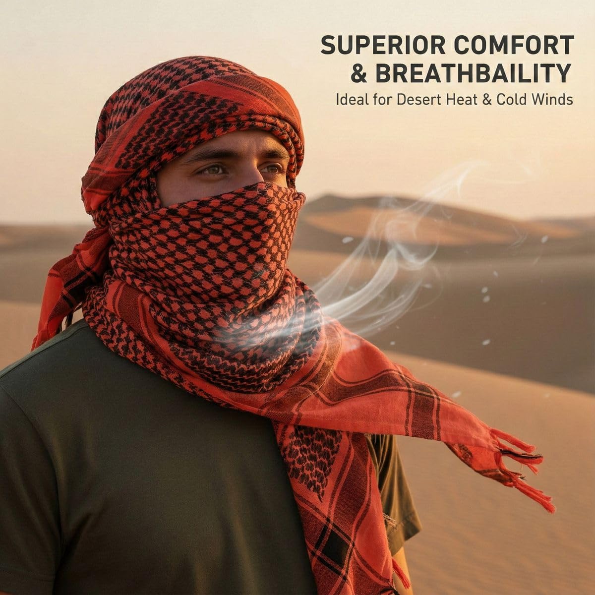 100% Cotton Military Tactical Shemagh Desert Scarf Neck Wrap For Men and Women
