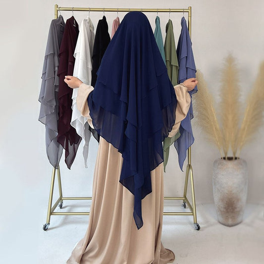 3 Layer Chiffon 11 Color Options Long Khimar