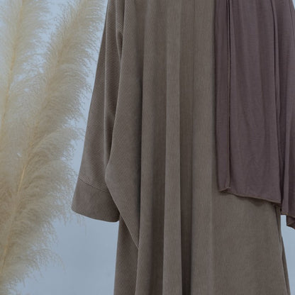 Corduroy Winter Fall Muslim Women Cardigan Open Abaya Coat