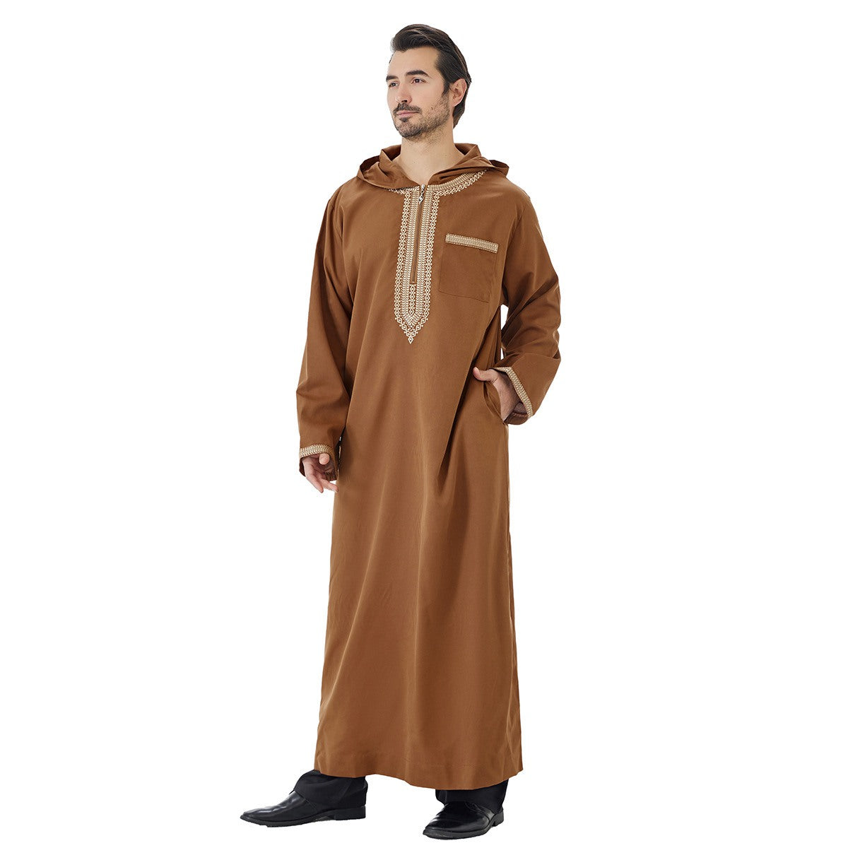 Arabic Hooded Thobe Islamic Muslim Jubba Djellaba For Men #26T847