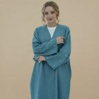 Moon Embroidery Cardigan Open Abaya Dress