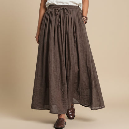Elastic Waist Drawstring Plain Modest Maxi Skirt With Pocket #268750