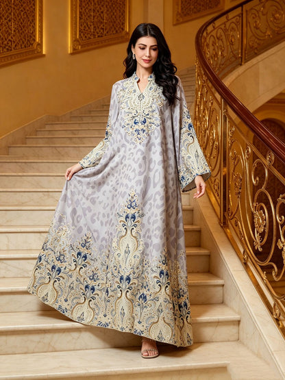 Eid Dress Hotfix Rhinestones Jalabiya Caftan Kaftan Dress #26444