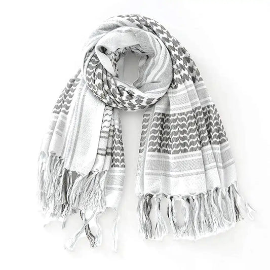 100% Cotton Palestinian Keffiyeh Scarf, Tassel Palestine Scarf Shemagh Tactical Head Neck Wrap for Men and Women