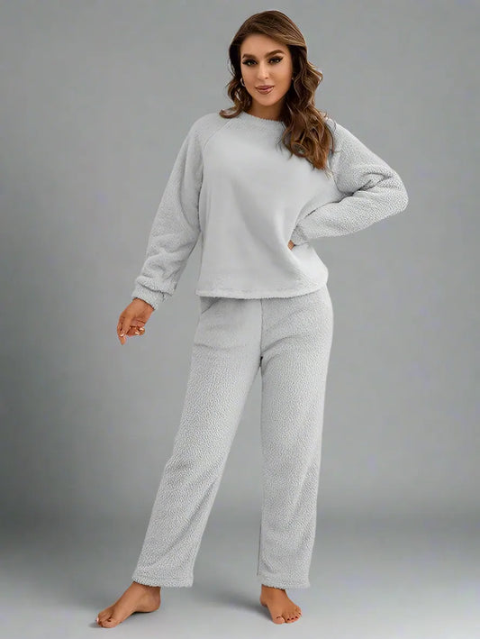 Women Winter Polar Fleece Loungewear Two Piece Set Pajamas Pjs