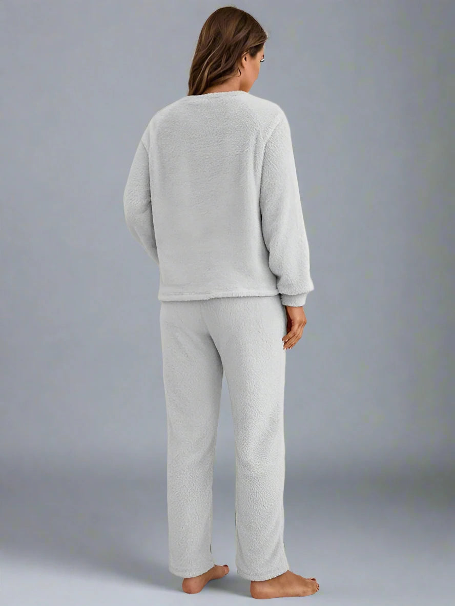 Women Winter Polar Fleece Loungewear Two Piece Set Pajamas Pjs