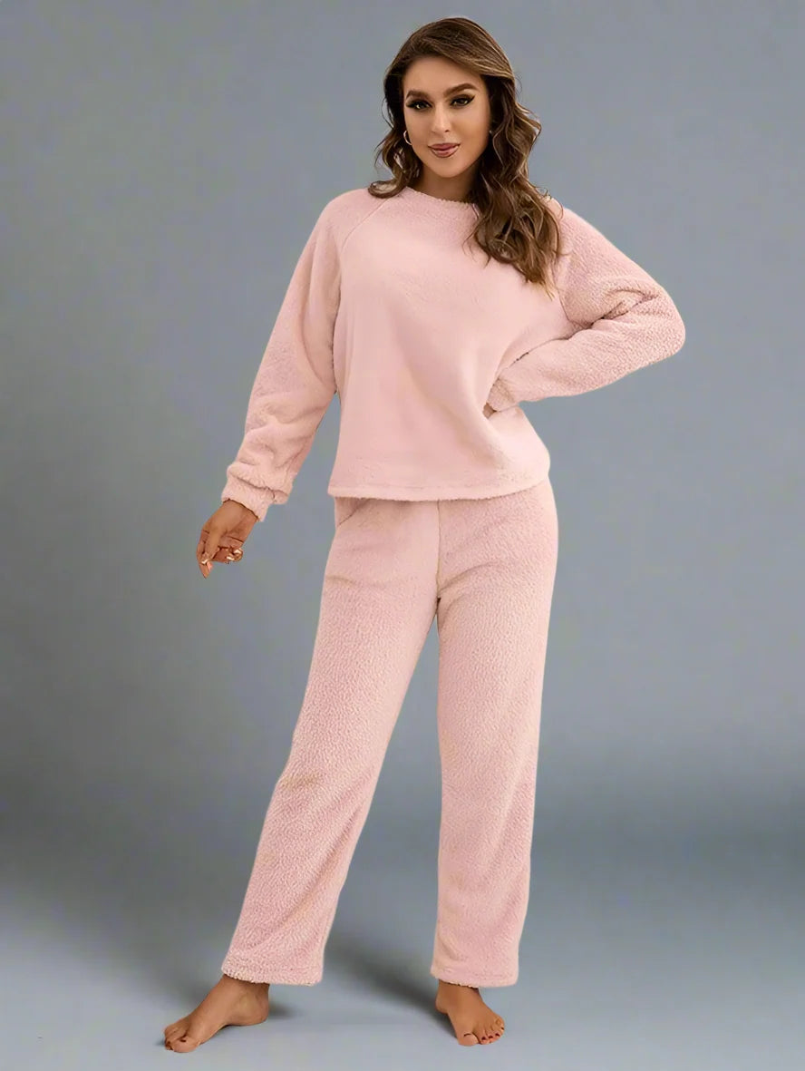 Women Winter Polar Fleece Loungewear Two Piece Set Pajamas Pjs