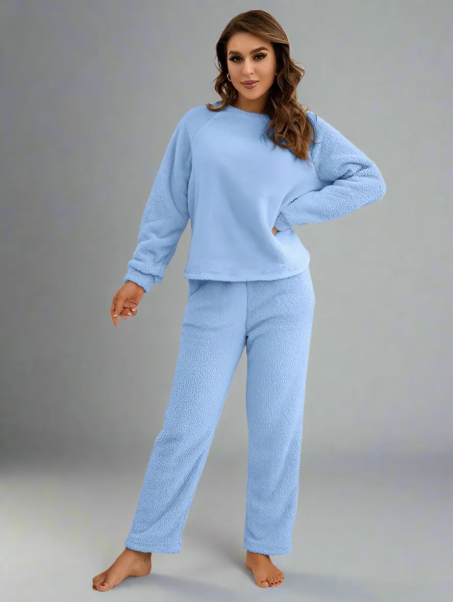 Women Winter Polar Fleece Loungewear Two Piece Set Pajamas Pjs