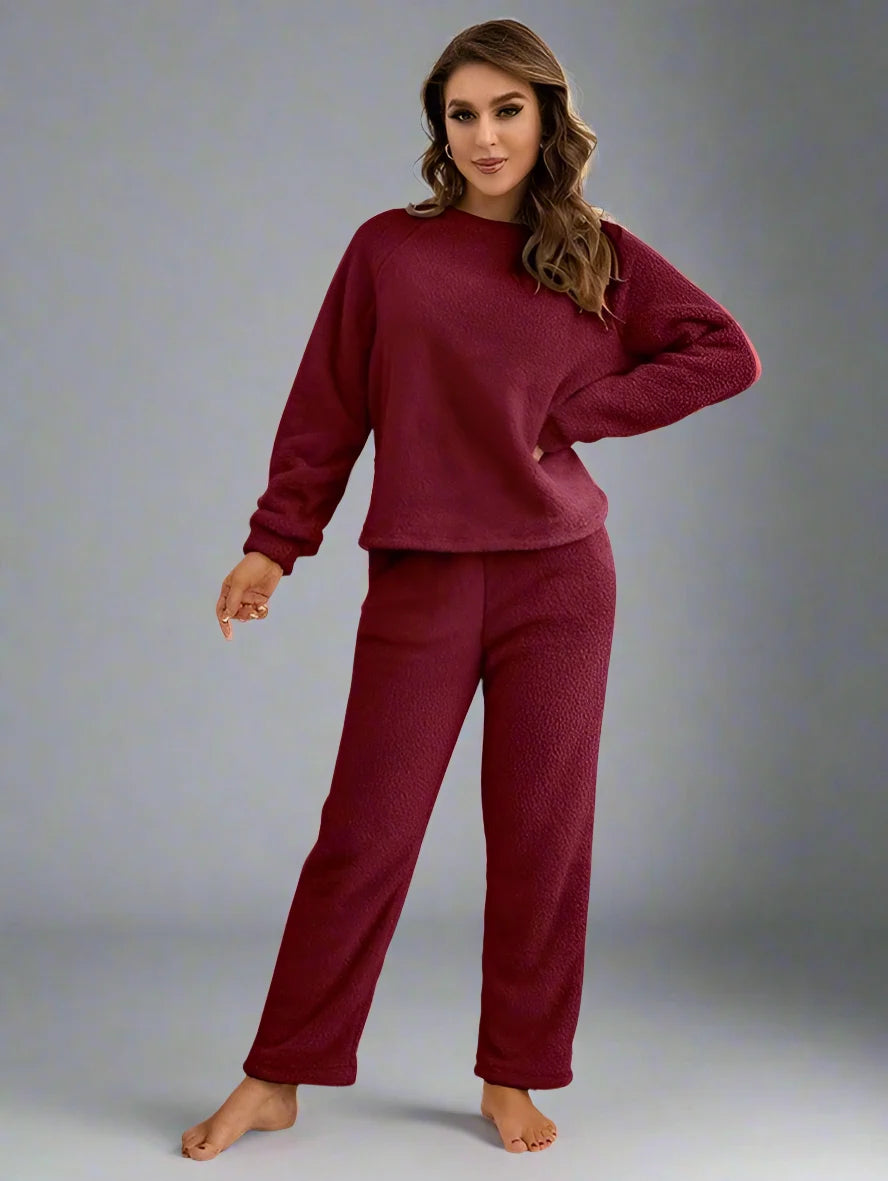 Women Winter Polar Fleece Loungewear Two Piece Set Pajamas Pjs