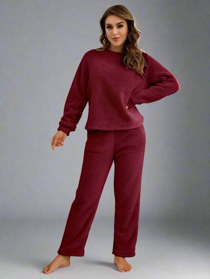 Women Winter Polar Fleece Loungewear Two Piece Set Pajamas Pjs