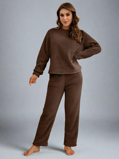Women Winter Polar Fleece Loungewear Two Piece Set Pajamas Pjs