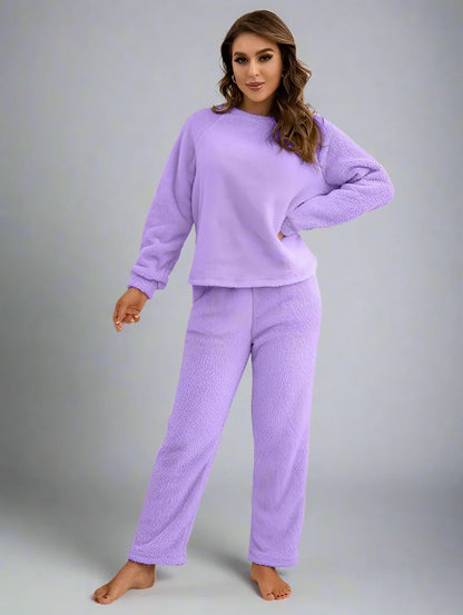 Women Winter Polar Fleece Loungewear Two Piece Set Pajamas Pjs