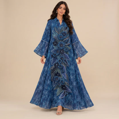 Eid Dress Muslim Women Sequins Embroidery Caftan Kaftan Dress Jalabiya #26N277