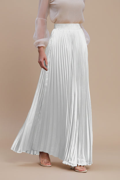 Glossy Accordion Pleated Modest Maxi Skirt #261882