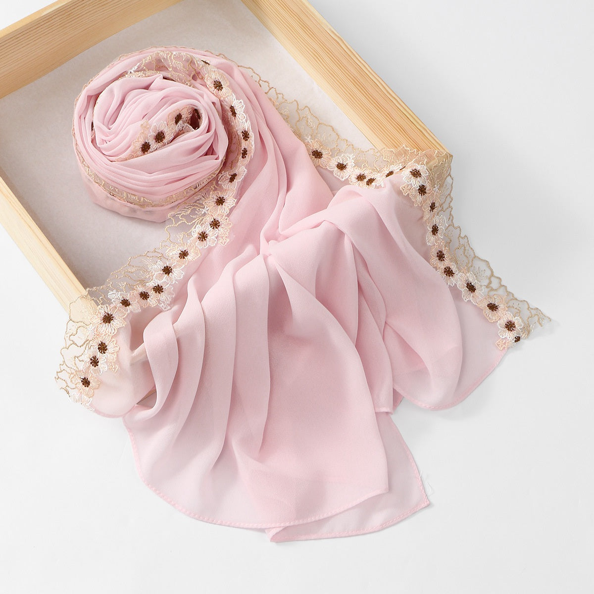 Muslim Women Floral Lace Chiffon Hijab Scarf #26155