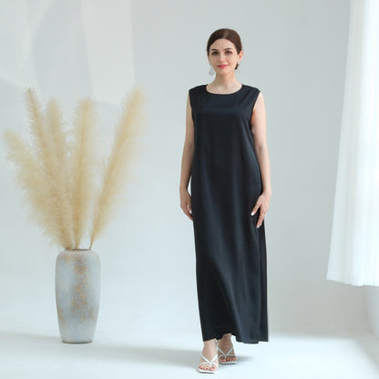 Muslim Women Satin Sleeveless Inner Slip Dress Underdress